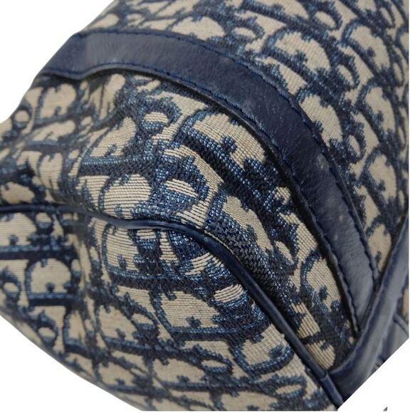 Christian Dior Navy & Cream Oblique Diorissimo Vintage Trotter Boston Bag Auth - Picture 6 of 13